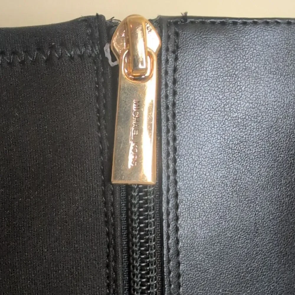 Michael Kors 5.5 Finley Leather Boot In Black/Brown, NEW In Box